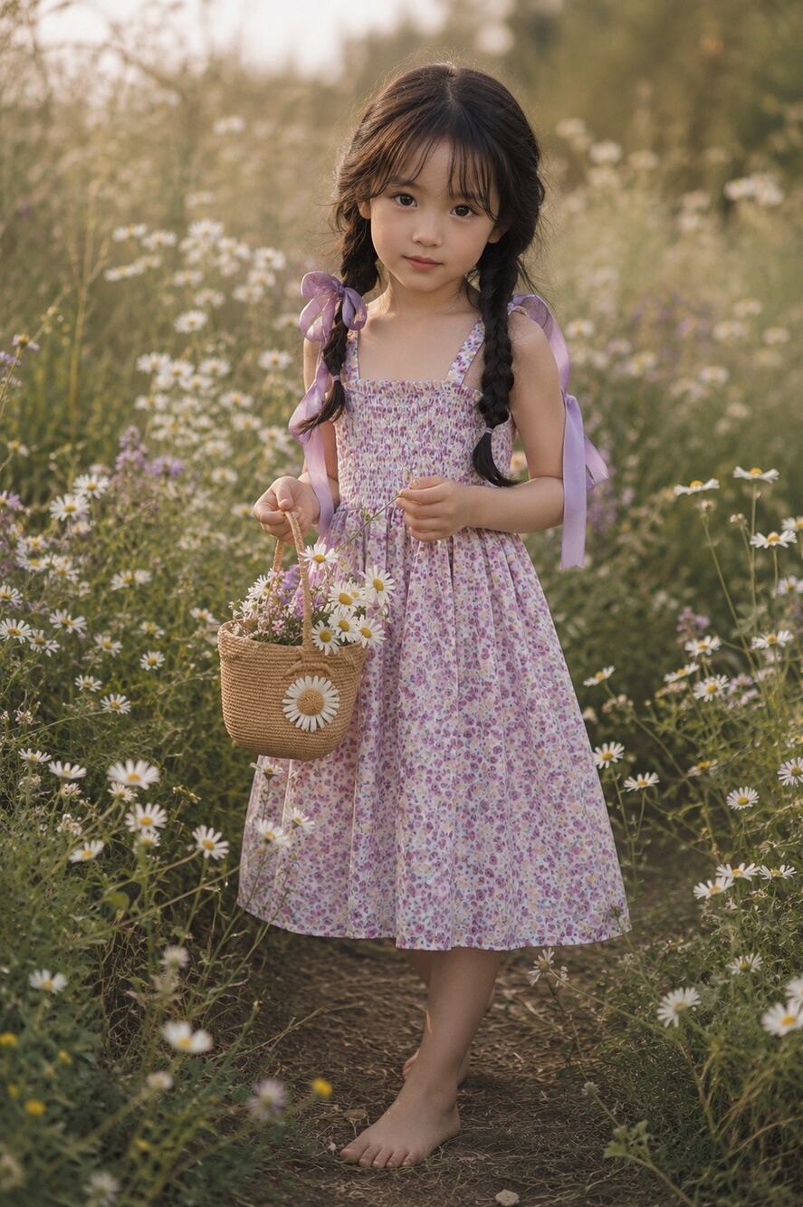 New Blooming Floral Floaty Smocked Cottagecore Midi Dress 7/8
